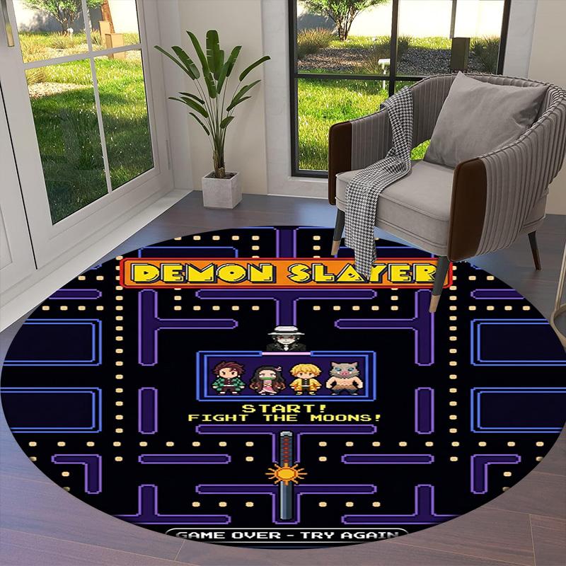 Demon Slayer Round Area Rug Carpet Rug For Living Room Bedroom Sofa Playroom Decor Nonslip Floor Mat