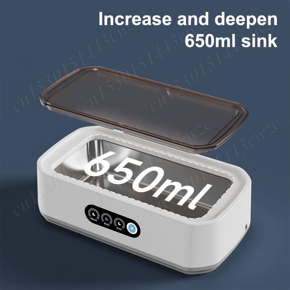 Ultrasonic Glasses Cleaner 650ML Ultrasonic Cleaner Machine Eyeglasses Cleaning Machine for Eyeglasses Rings Necklaces Dentures