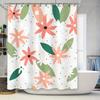 Modern Floral Shower Curtain Pink Green Waterproof 72 X 84 Inches Home Decor Easy Installation with Hooks