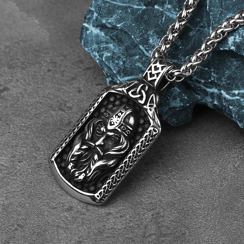 Nordic Mythology Viking Odin Pendant Men's Retro Fashion Amulet Hip Hop Street Men Motorcycle Stainless Steel Pendant Necklace