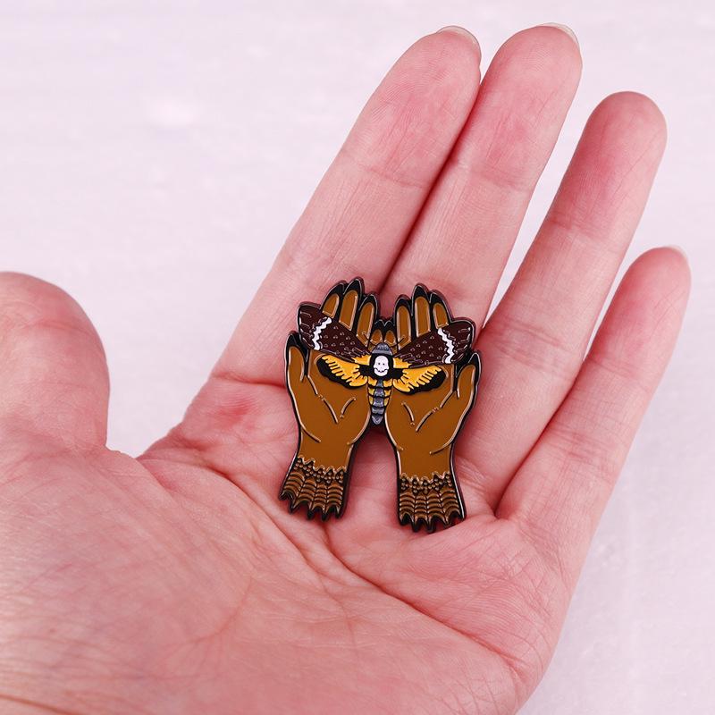 Ghost Face Moth Brooch Enamel Pin