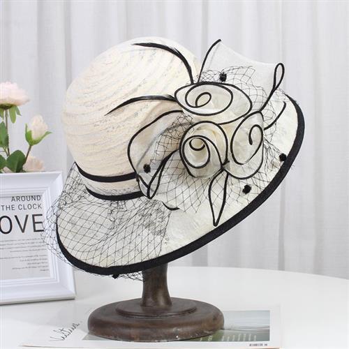 Retro French Hat Socialite British Summer Sun Hat Lace Flower Basin Mesh Sunshade Fisherman Style For Women