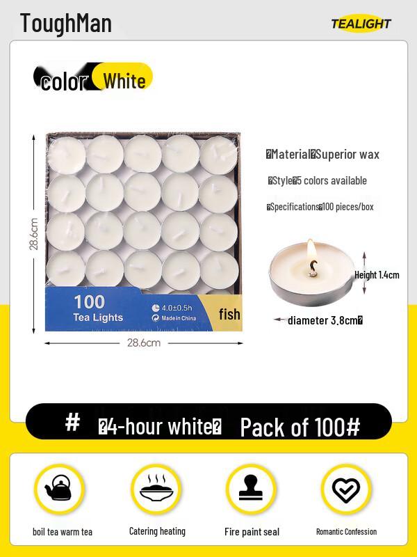 Ally 4-Hour White Tea Light Candles, 100 Count