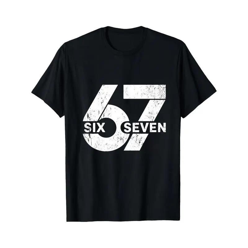 Black TShirt with 67 Six Seven Distressed Graphic Print for Casual Wear T-Shirts S