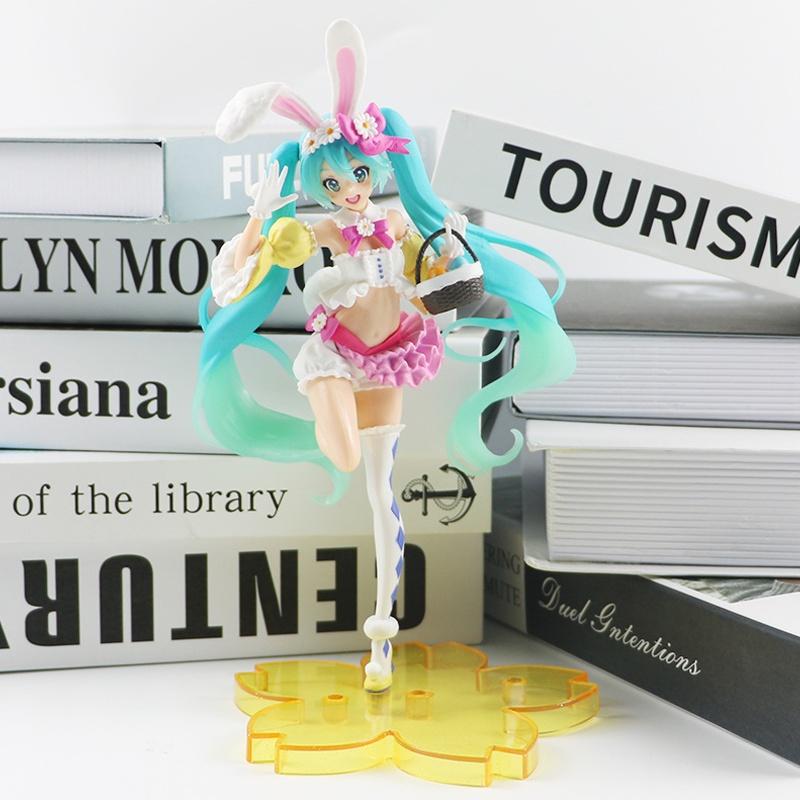 Hatsune Miku Figure Rabbit Ears Spring Ver. Pink Pvc Ornament Gift Collectible 23cm
