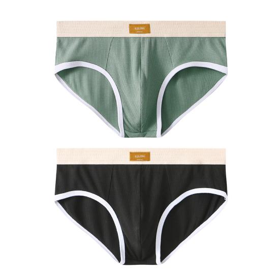 Herren-Slips, mittelhoher Schnitt, elastischer Bund, Patchwork-Farbe, gerippte Höschen, U-konvexe Dreieck-Unterwäsche für den Alltag