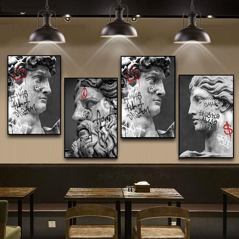 Plaster Sculpture Artwork David Art Statue Graffiti Canvas Painting Wall Art Painting Posters and Prints Living Room Home Decor