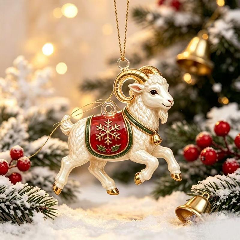 Christmas Lamb Acrylic Hanging Ornament 1PC Flat Cute Sheep Pendant for Xmas Tree Home Winter Holiday Party Decoration