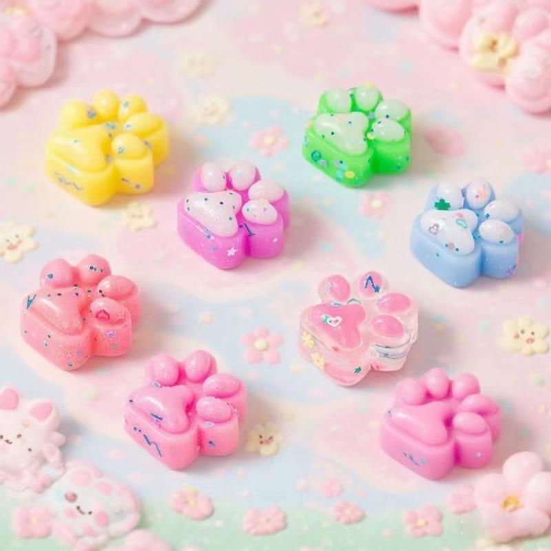 10Pcs Mini Cute Cat Claw Plush Pinch Fun Colorful Halloween Christmas Party Pack Fillers For Pressure Reduction Cartoon Style