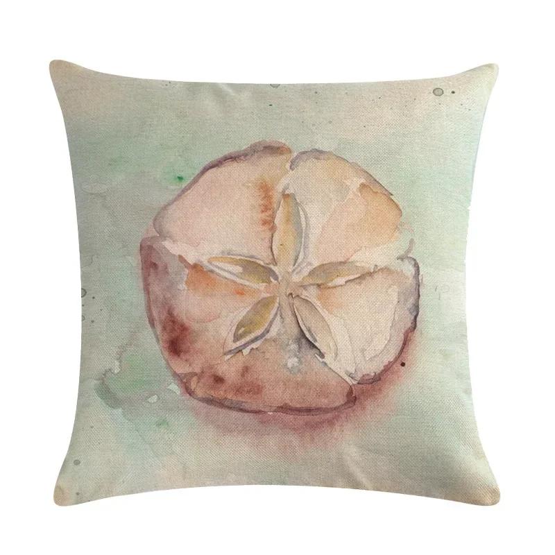 Newest Fashion Conch Starfish Shell Marine Life Linen Pillowcase Office Sofa Decorative Cushion Cover