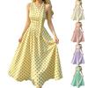 Women's Polka Dot Neck Waist-Cinching Slimming Dress Retro Elegant for Vacation Beach