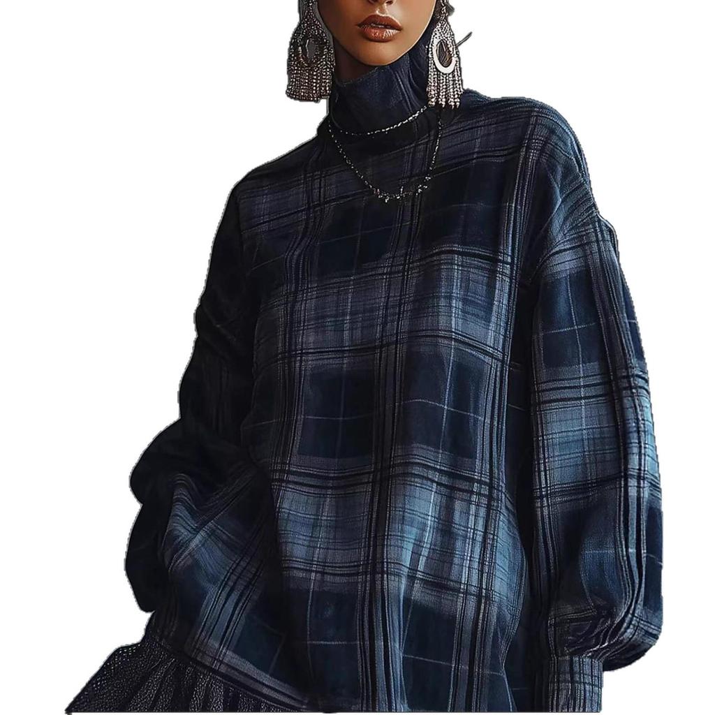 Spring 2025 Women's Plaid Suit Dress with Ruffle Skirt - European & American Style