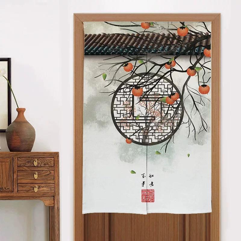 Chinese Half Door Curtain for Kitchen Bathroom Bedroom Partition Windproof Decorative Hanging Screen