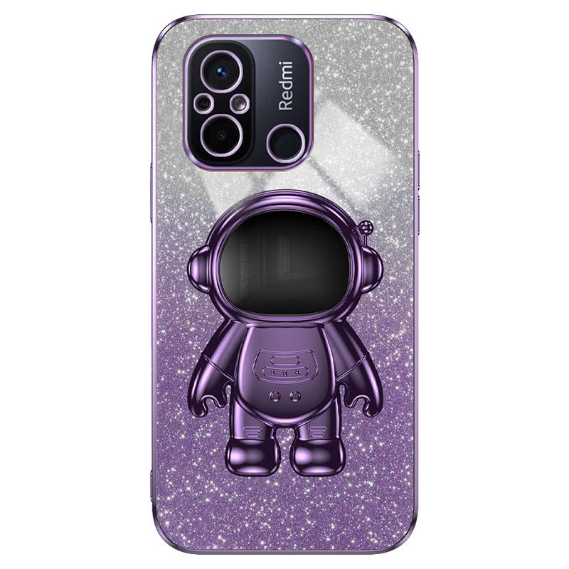 For Xiaomi Redmi 12C 4G PC+TPU Phone Shell Case Anti-scratch Phone Cover with Astronaut Kickstand