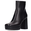 Western Women's Ankle Boots 2025 Winter Genuine Leather Block Heels Chelsea Boots Black White Dance Party Shoes Large Size 45