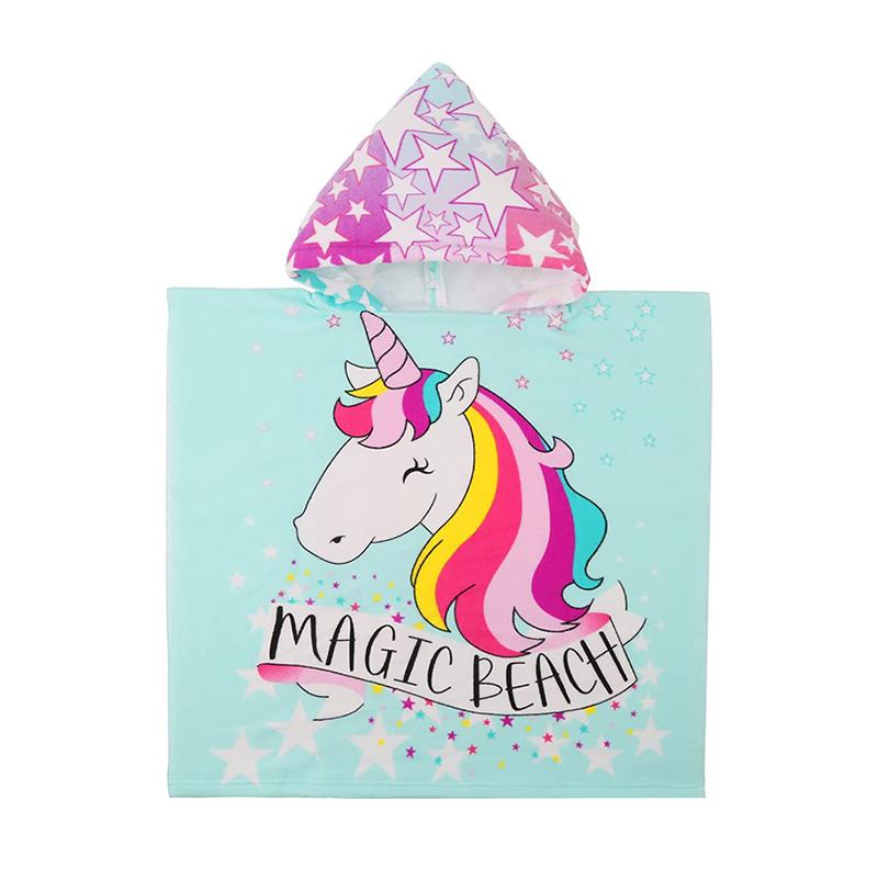 Large Cute Kids Hooded Bath Towel Cloak Cartoon Print Boys Girls Bathroom Beach Can Wear Super Absorbent Child Sunscreen Shawel