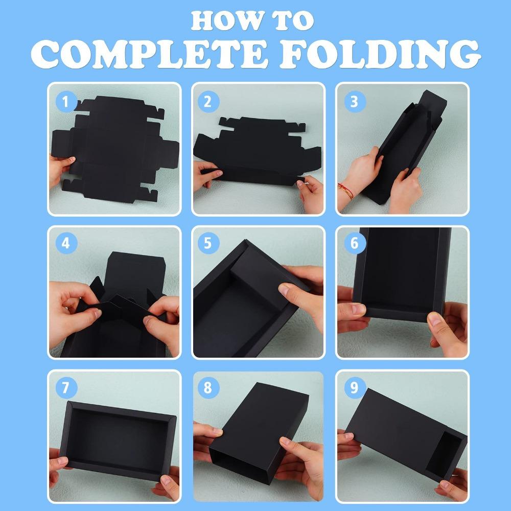 8 buc cutie neagră cu sertar, cutii de cadouri din hârtie Kraft, mini cutie de carton pentru artizanat, cutii pliabile pentru tratații, cutie de ambalare dreptunghiulară pentru cadouri, pentru artizanat, afaceri, nuntă