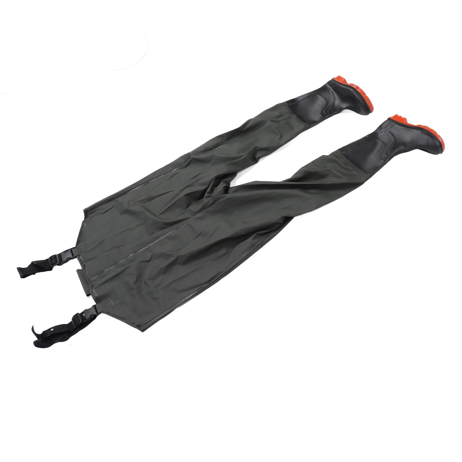 Hip Wader Waterproof Men Wader Fishing Wading Pants with Bootfoot for Water Works Green Size 42 PVC