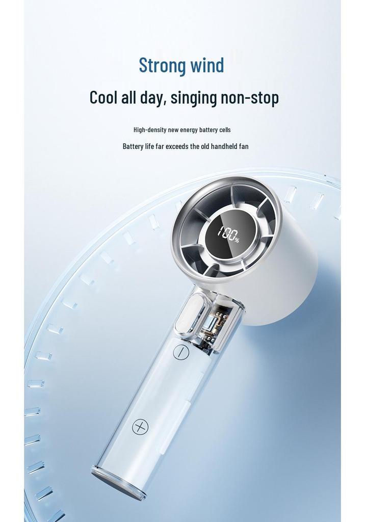 2026 Turbocharged Handheld USB Rechargeable Fan with Stepless Speed Control and Large Airflow