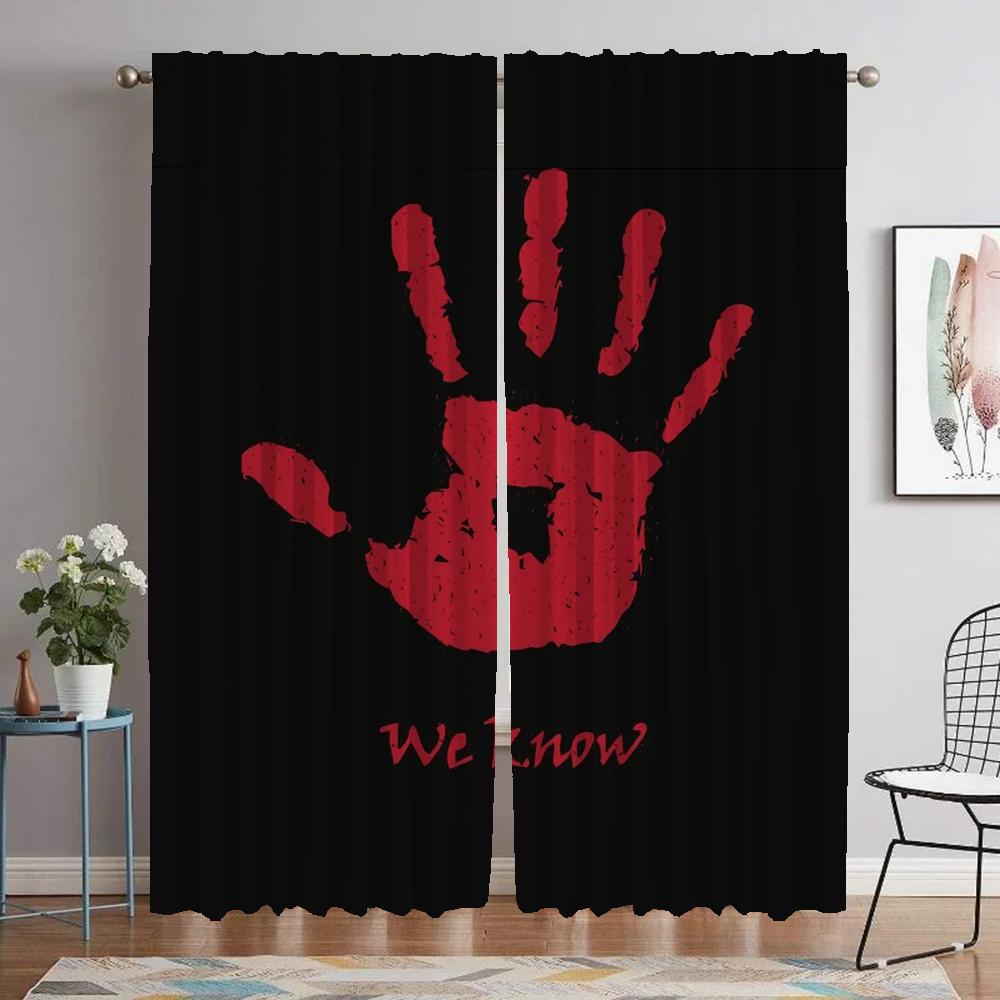 Bloody Window Curtain for Room 2 Panel Partition Curtains for Bedroom Halloween Decoration Shades Home Interior Curtains Living
