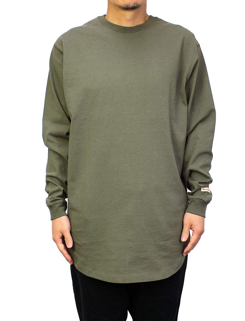 

Long Sleeve Long Length USA Plain [Good Wear] T-Shirt, Heavyweight, 7.6 oz. Cotton, Men s, Women s, Thick, (L, Olive) оливковый
