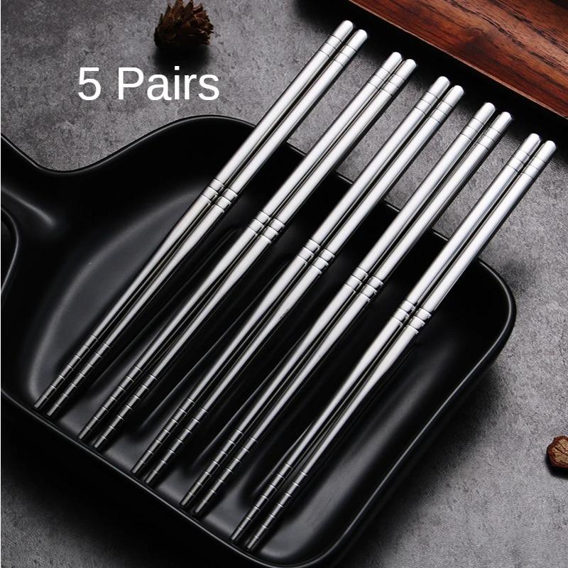 2-5 Pairs Chopsticks 304 Stainless Steel Non-Slip Chopstick Metal Sushi Sticks Korean Japanese Food Chinese Chopsticks