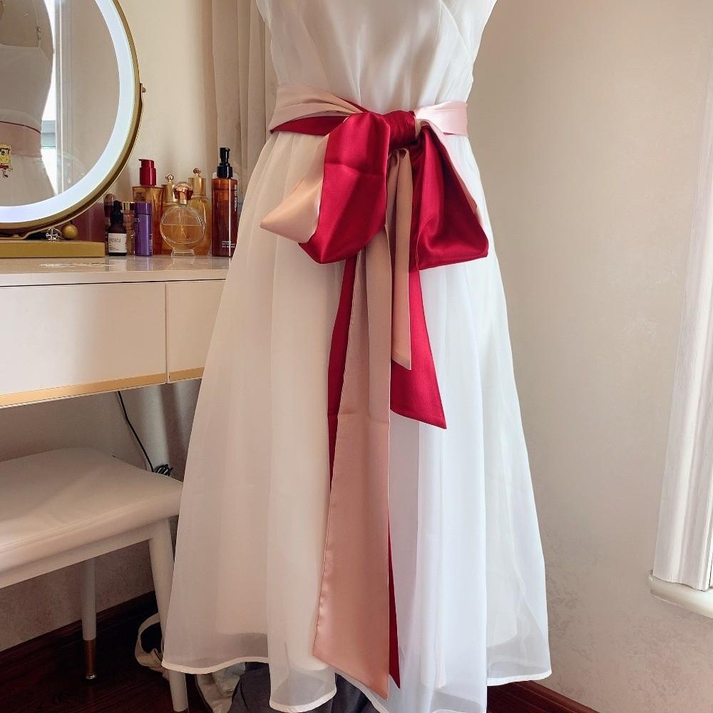 Satin Silk Hair Band Long Wide Bag Ribbon Multi-Use Waist Belt