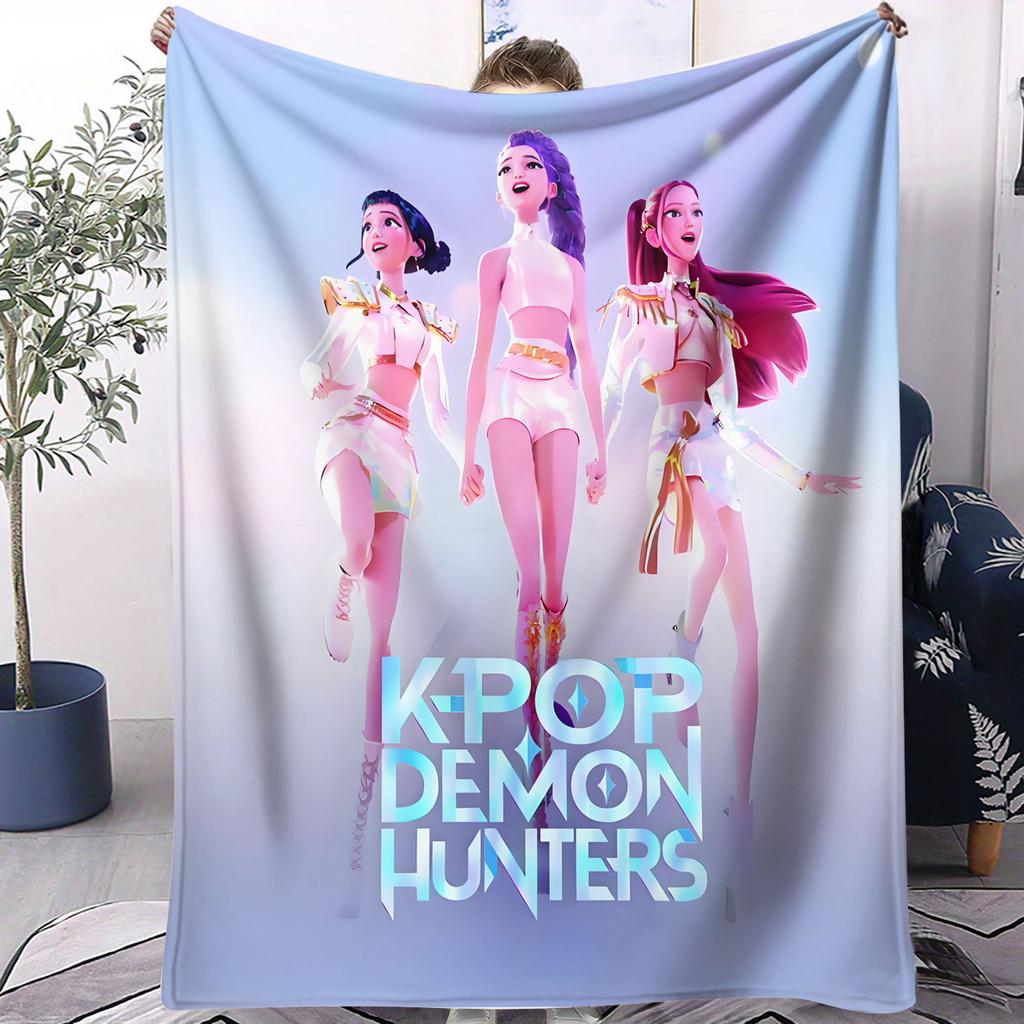 K Pop Demon Hunters Ριχτάρι Ζεστό Anime Φανελένιο Κουβέρτα Δώρο για Φανς για Σπίτι Ταξίδι Κάμπινγκ Γραφείο Κλινοσκεπάσματα Διακόσμηση Σαλονιού