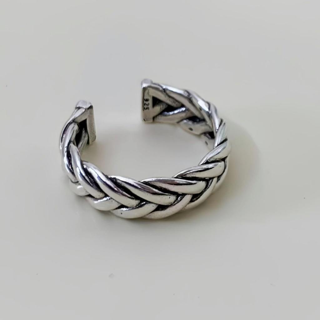 Korean Retro Flower Twist Unisex Open Ring