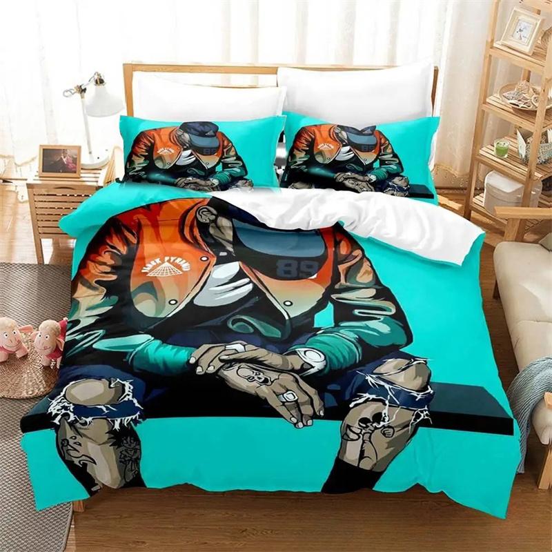 Music Print Chris Brown Bedding Set,Duvet Cover Comforter Bed Set Quilt Cover Pillowcase,King Queen Twin Size Boys Girls Adults