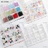 12Grids/Box Mixed Resin Bowknot Tie Ballet Ribbon Nail Charms 3D Colorful Kawaii Rhinestone Nail Art Decorations DIY Manicure