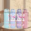 1PC Simple Line Bunny Minimal Easter Art 750ml Color Plastic Sports Water Bottle Leakproof Flip Straw Lid Suitable for Sports Office Home Use