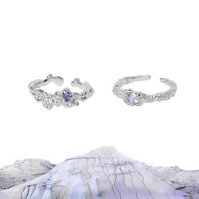 Irregular Retro Zircon Amethyst Adjustable Ring