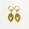 Bohemian Retro Gold Color Shield Heart-shaped Relief Pendant Dangle Earrings for Women Personality Trendy Jewelry Accessory Gift