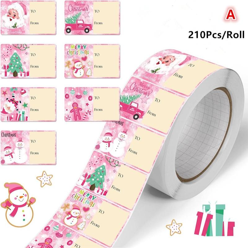

210Pcs/Roll Christmas Decorations Stickers Xmas Party Seal Labels Stickers For Diy Gifts Baking Package Candy Bag Envelope Decor