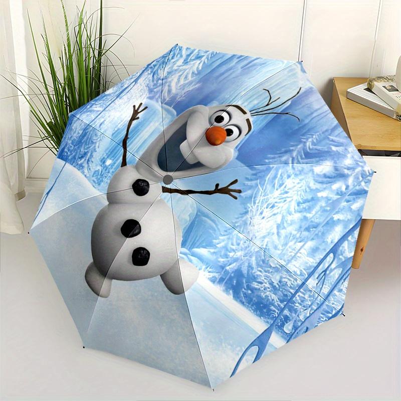 1pc Olaf Snowman Automatic Folding Umbrella: Portable 3-Fold Design with 8 Iron Frame, Perfect for Outdoor Use, Festive Gifts, Travel, Daily