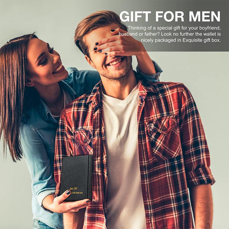 Men's RFID Anti-theft Carbon Fiber Leather Bifold Wallet