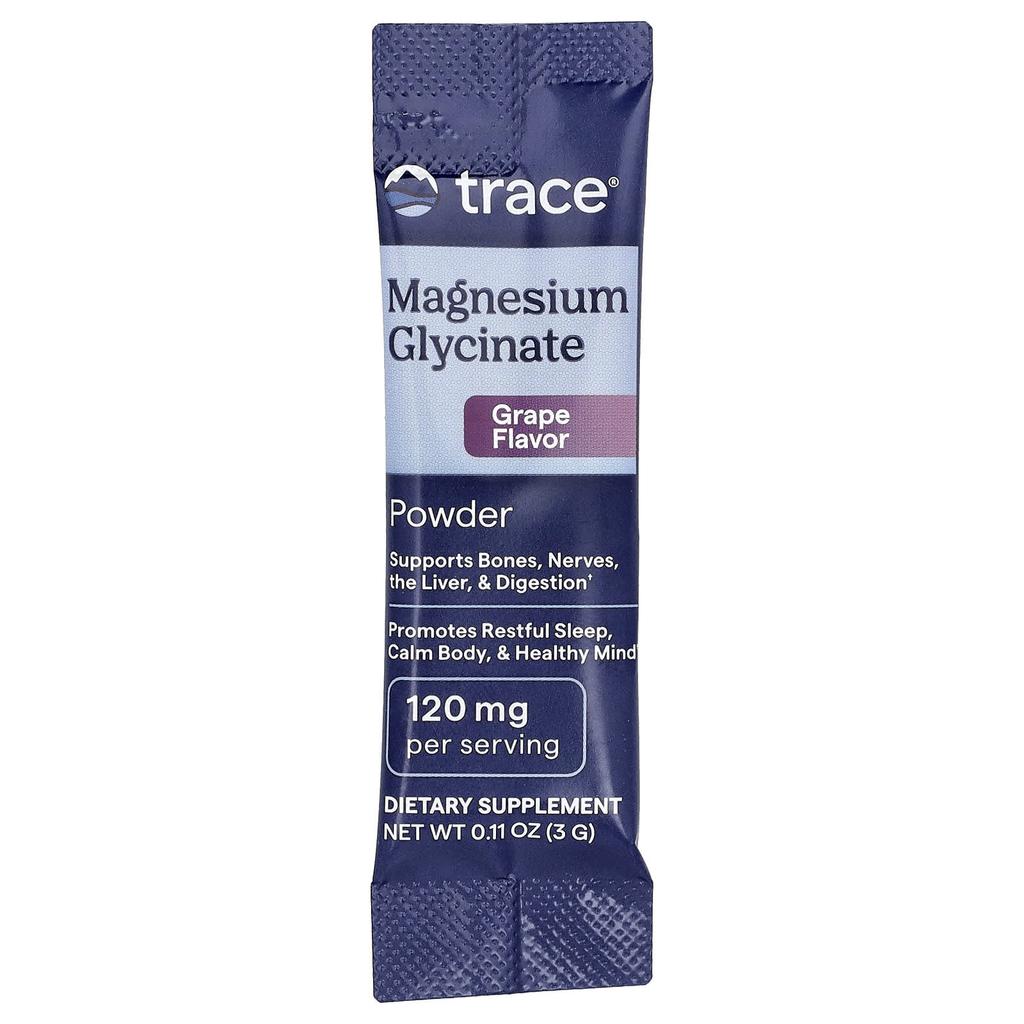 Trace, Magnesium Glycine Powder, Grape, 30 Packets, 3g (0.11oz) Each