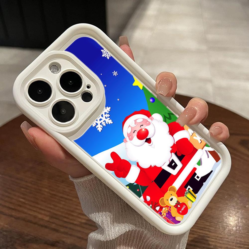 Ae109 Happy New Year Merry Christmas art Phone Cases for iPhone 16 14 13 11 Pro Max 15 7 8 6s Plus 12 mini XR XS Max Angel Eye Ladder Protective Cover