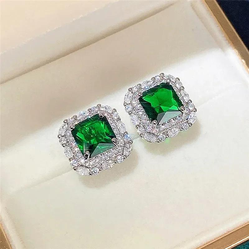 2026 New Style Fashion Green Crystal Pendant Earrings for Women's Engagement Party Accessories with Noble Unique Zircon