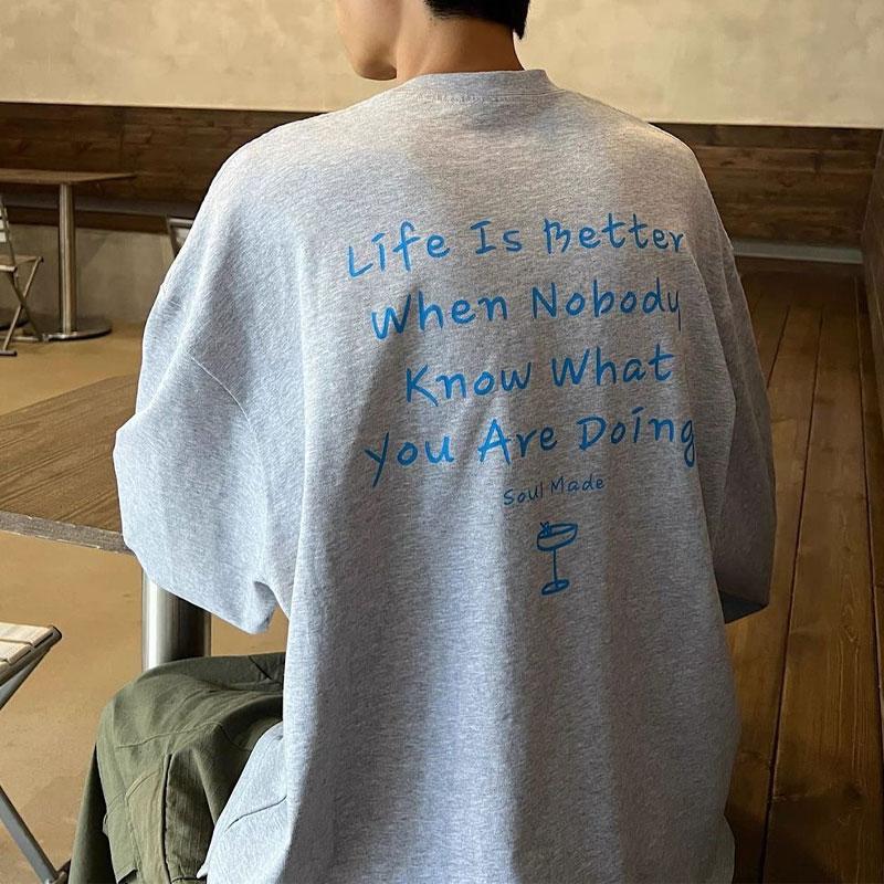 

Mens Casual Printed Loose Fit Short Sleeve T Shirt S