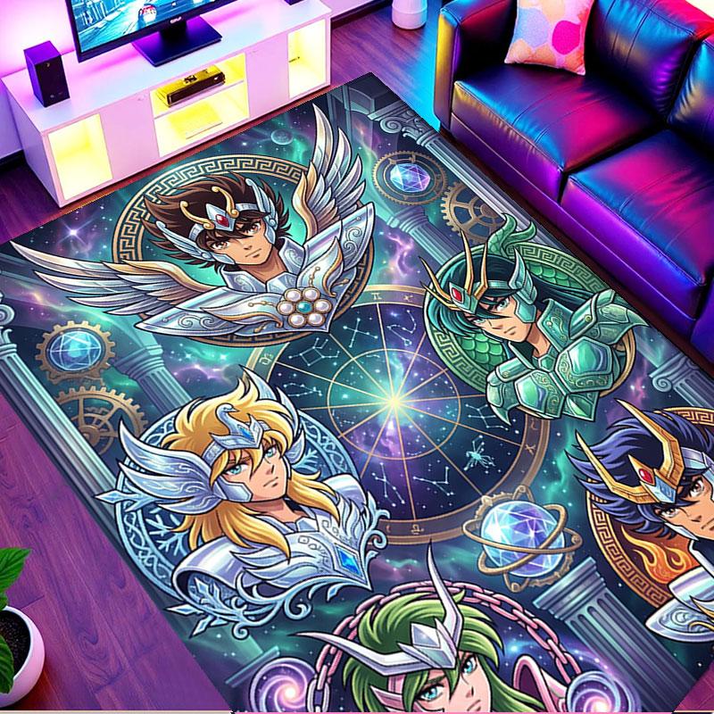 Saint Seiya Print Rug, Washable Floor Carpet, For Entryway Dorm Laundry Room Office Study, Home Decor Birthday Christmas Gift