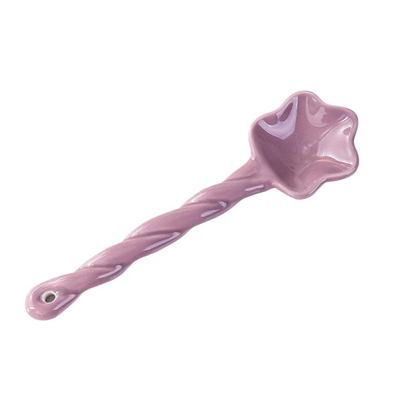 Ceramic Star Shaped Spoon Twisted Spoon Cute Long Handled Cream Design Coffee Stirring Spoon