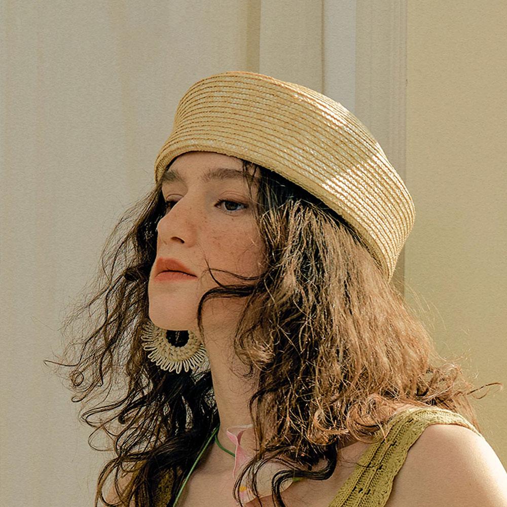 French Berets 100% Luxury Round Straw Hat Summer Fashion Flat Berets Hand Woven Natural Straw Sun Hats Japanese Retro Sailor Hat