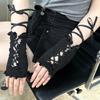 Fille Style Lolita Ruban Gants Courts Noirs Gothique Punk Mitaines Chauffe-Bras Accessoires de Cosplay Fête Halloween Gants