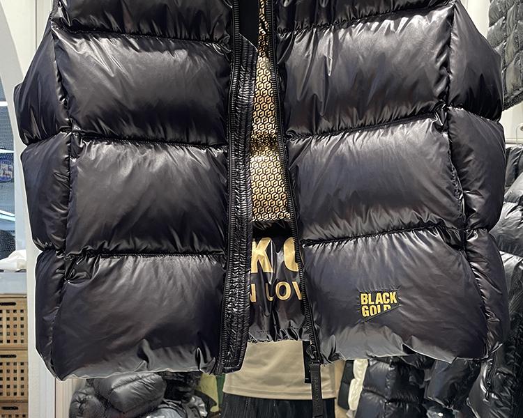 2023 Winter Unisex Korean Style Slim Black Gold Hooded Down Vest with Detachable Hood