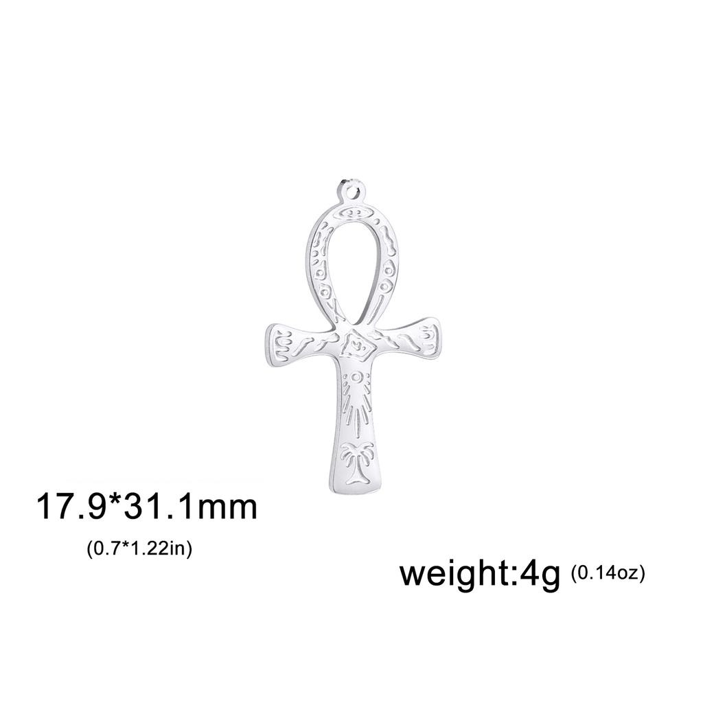 LIKGREAT Egyptian Ankh Cross Egypt Eye Pendant for Necklace Earrings Stainless Steel Eye of Horus Charms for Jewelry Making DIY