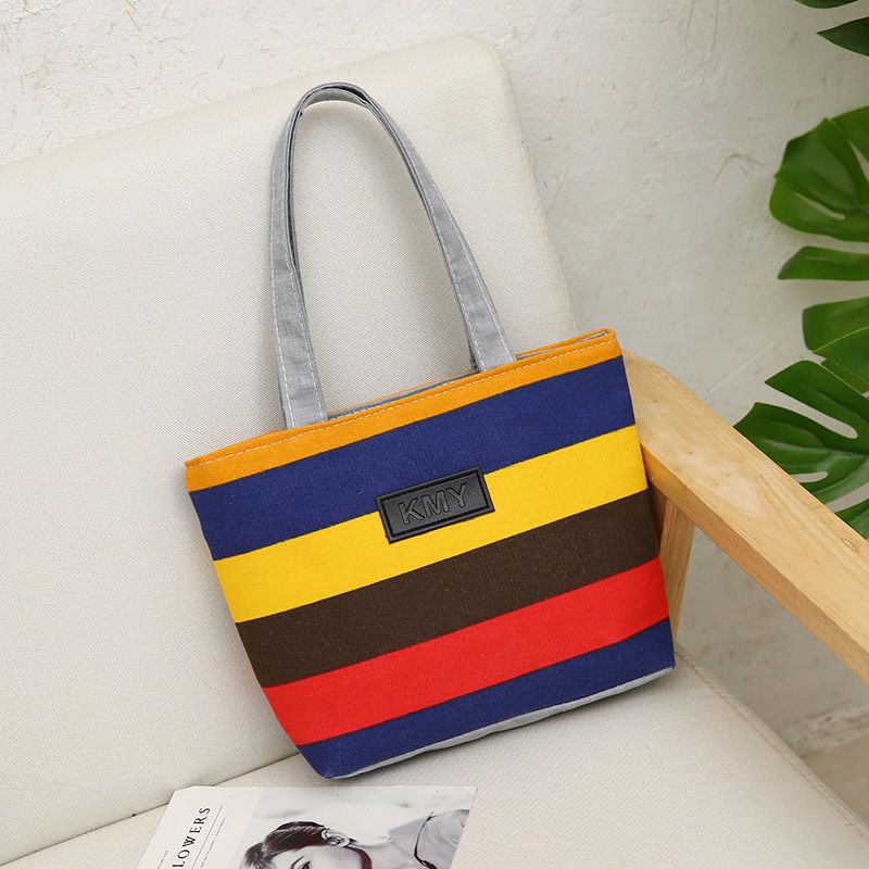 Neue gestreifte Canvas-Tasche leichte Tasche Büroangestellter lässige Schulter tragbar große Kapazität Damen-Tasche