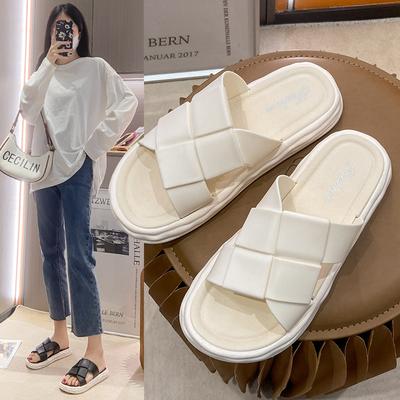 Женские летние уличные простые клетчатые сандалии новые домашние тапочки на плоской подошве нескользящие износостойкие тапочки