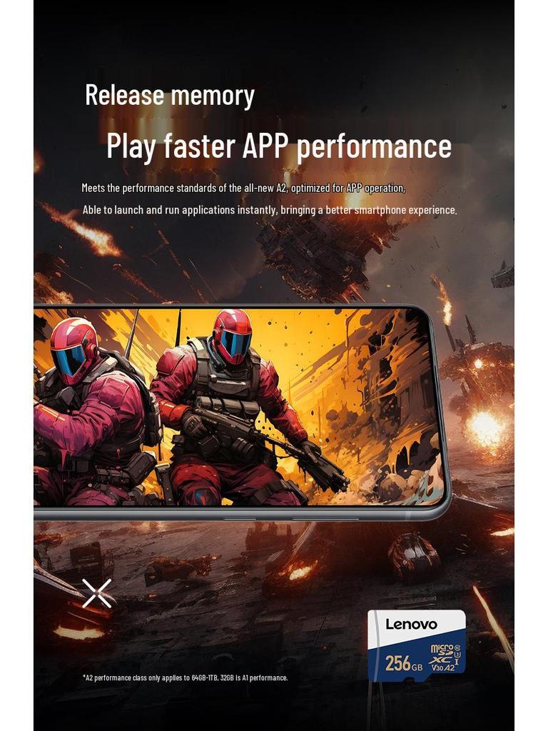 Cartão de Memória TF Lenovo 256GB para Celular, Tablet, Câmera de Painel e Câmera